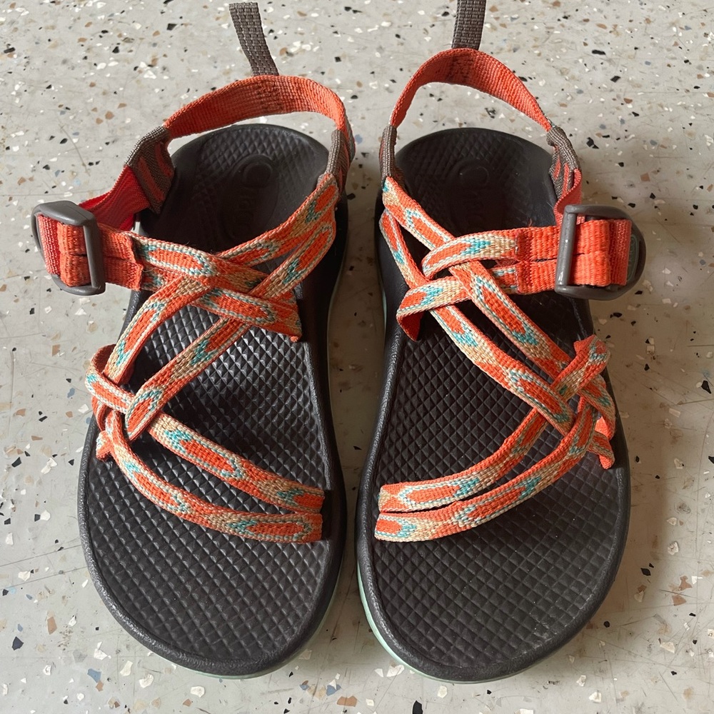 Women’s Orange and Teal Chaco Sandals Size 5